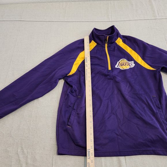 Los Angeles Lakers Sweater Youth Large Purple Yellow 1/4 Zip G-III By Carl Banks - Picture 6 of 13